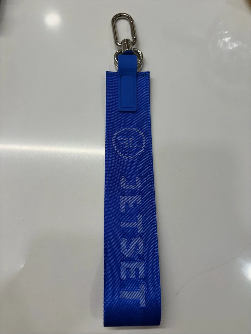 Jetset Pilates Blue Keychain Wrist Strap with Metal Clip